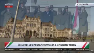 Feierlicher Aufzug der ungarischen Flagge am 15.03.2024
